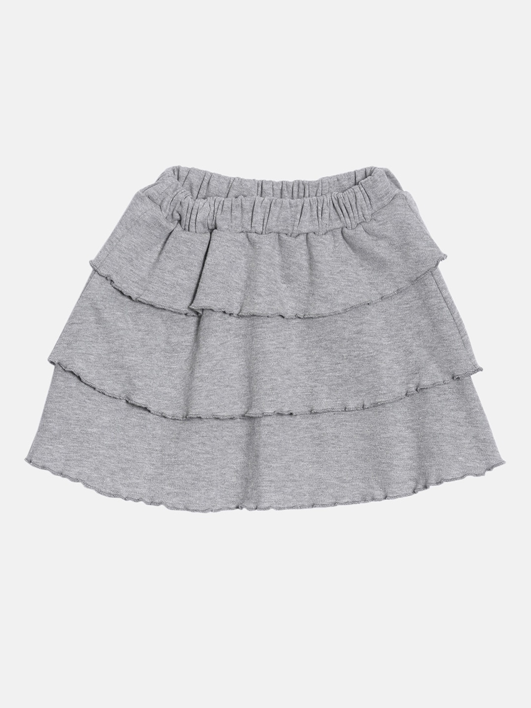 

Kryptic Girls Grey Melange Solid Pure Cotton A-Line Knee-Length Skirt