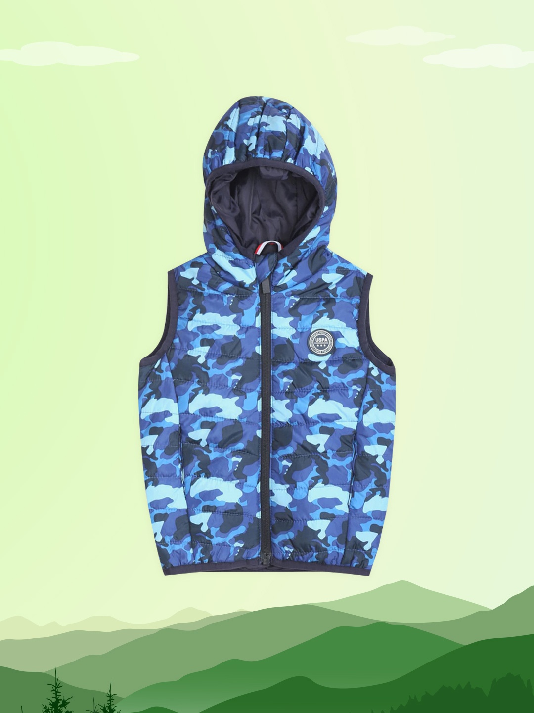 

U.S. Polo Assn. Kids Boys Blue & Black Camouflage Puffer Jacket
