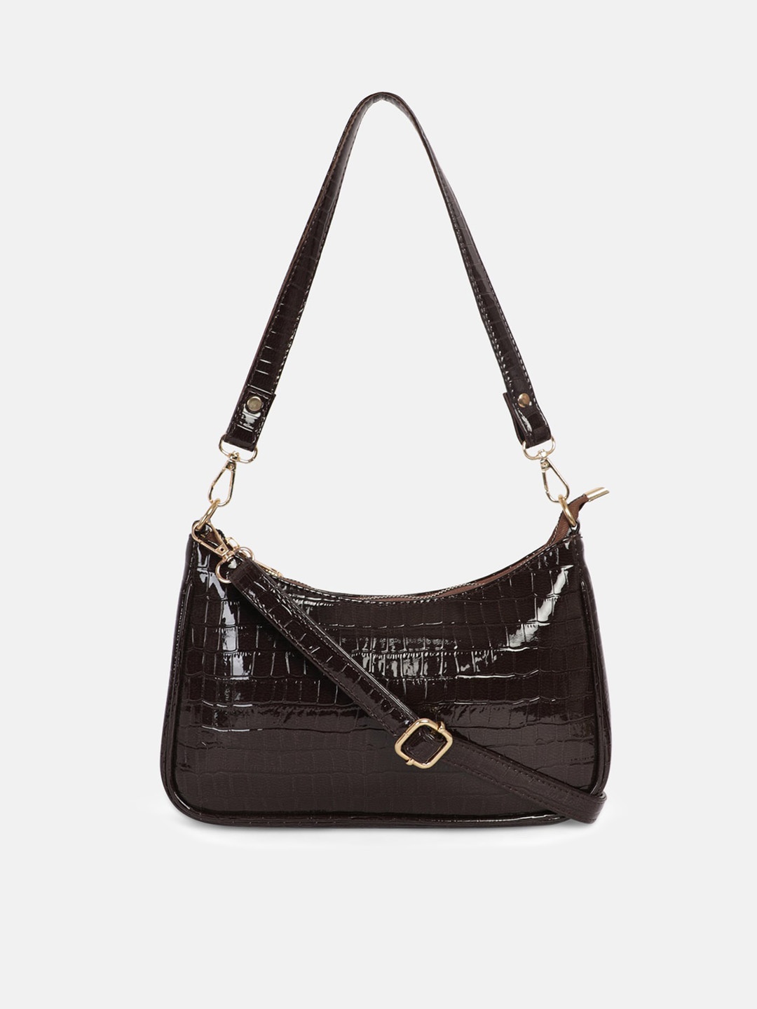 

Bagsy Malone Coffee Brown Textured PU Structured Sling Bag