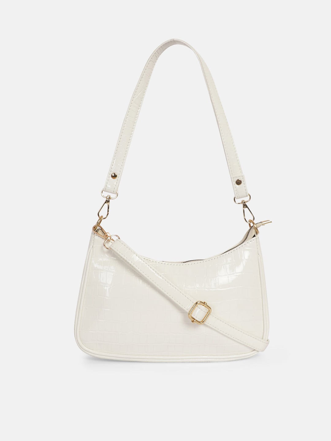 

Bagsy Malone White Croco Structured Hobo Bag