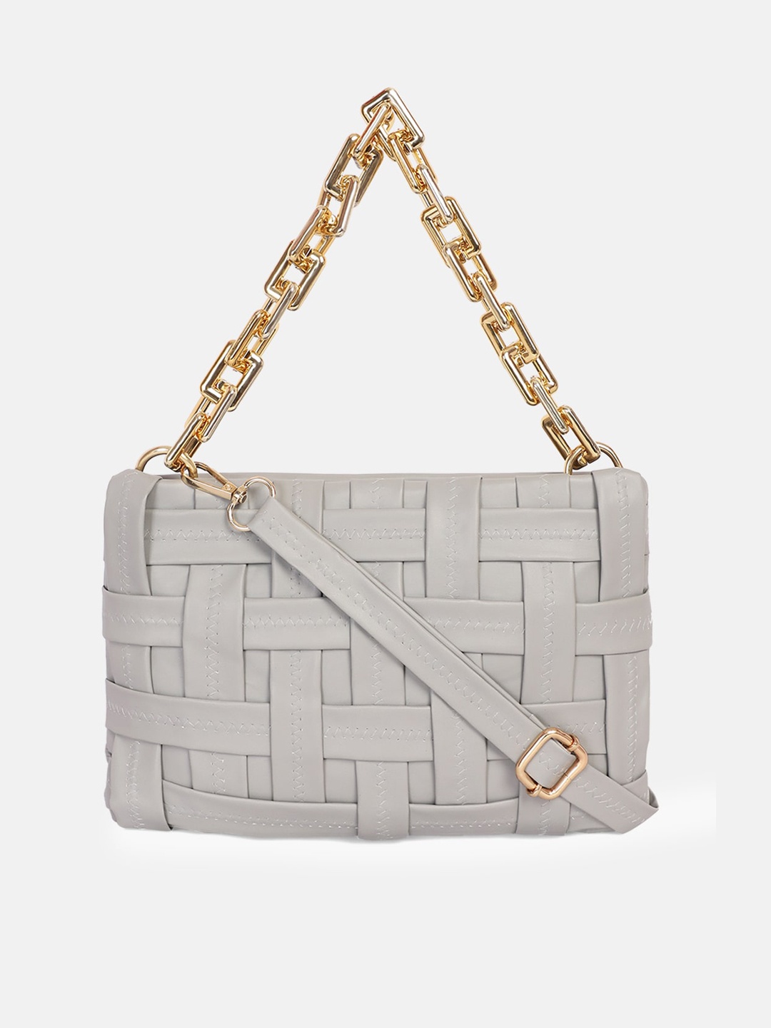 

Bagsy Malone Grey Textured PU Structured Sling Bag