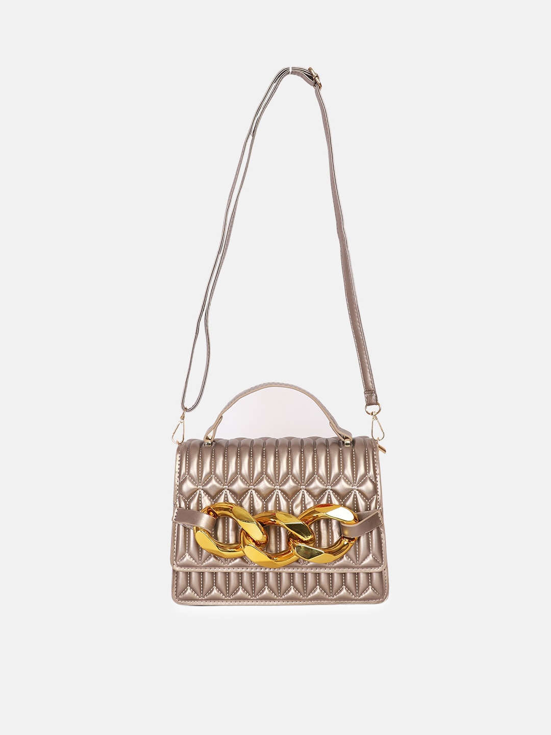 

Bagsy Malone Beige Textured Structured Satchel Sling Bag