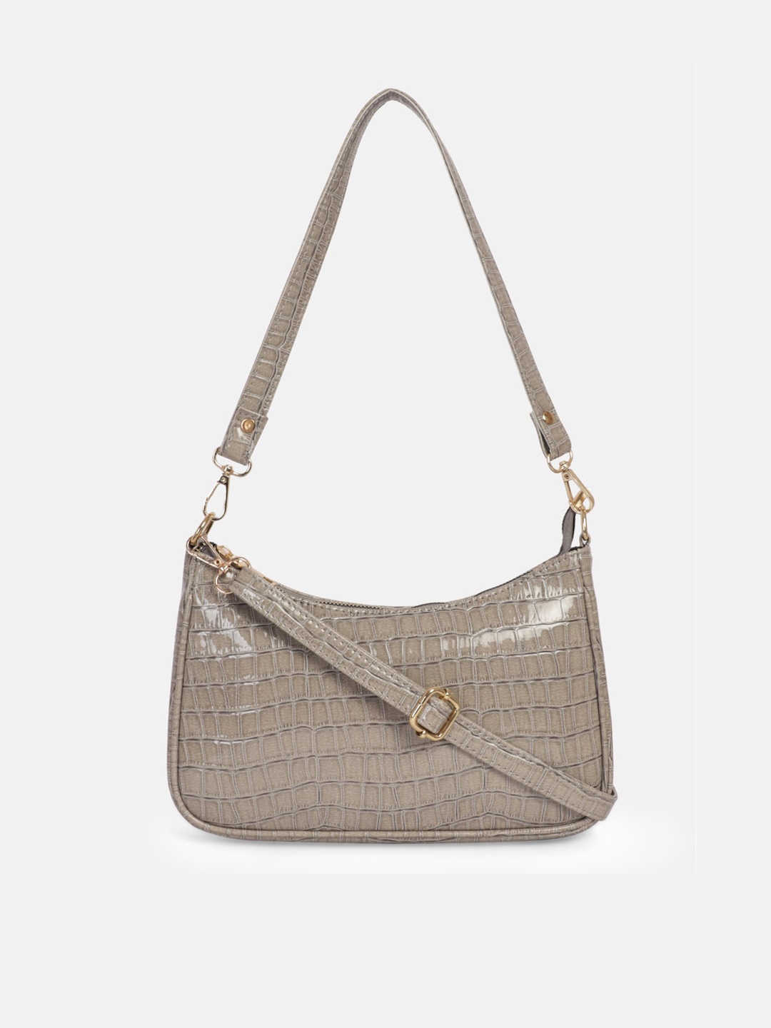 

Bagsy Malone Grey Croco Structured Hobo Bag