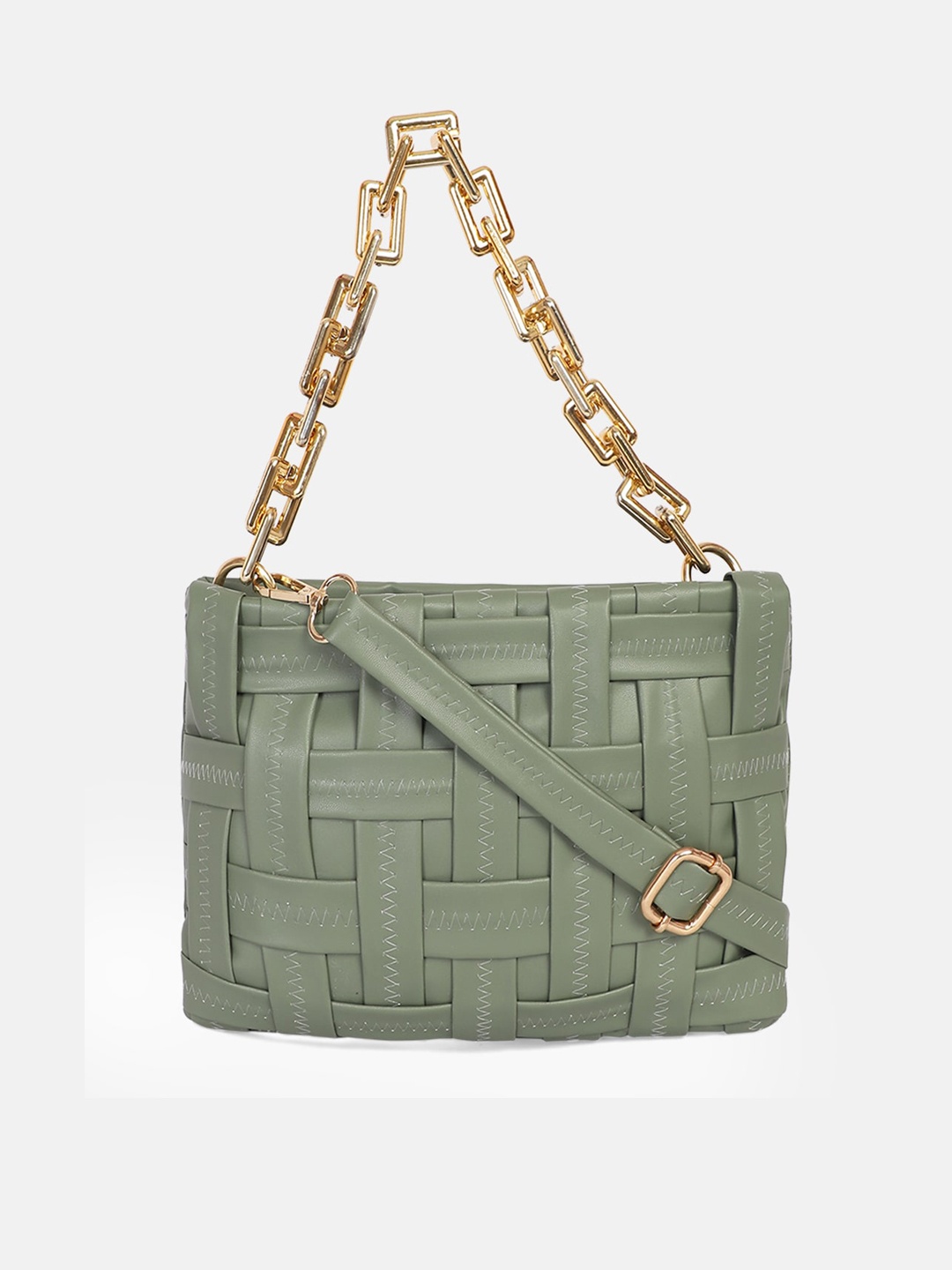 

Bagsy Malone Women Green Self Design Handheld Bag