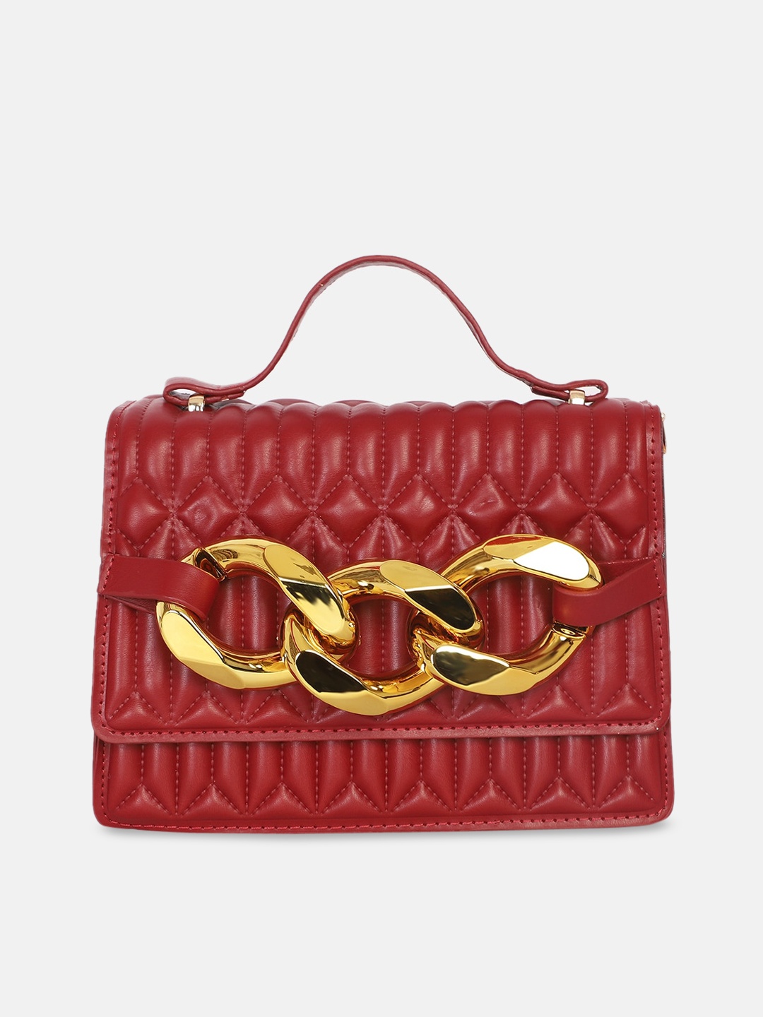 

Bagsy Malone Woman Maroon Textured PU Structured Quilted Sling Bag