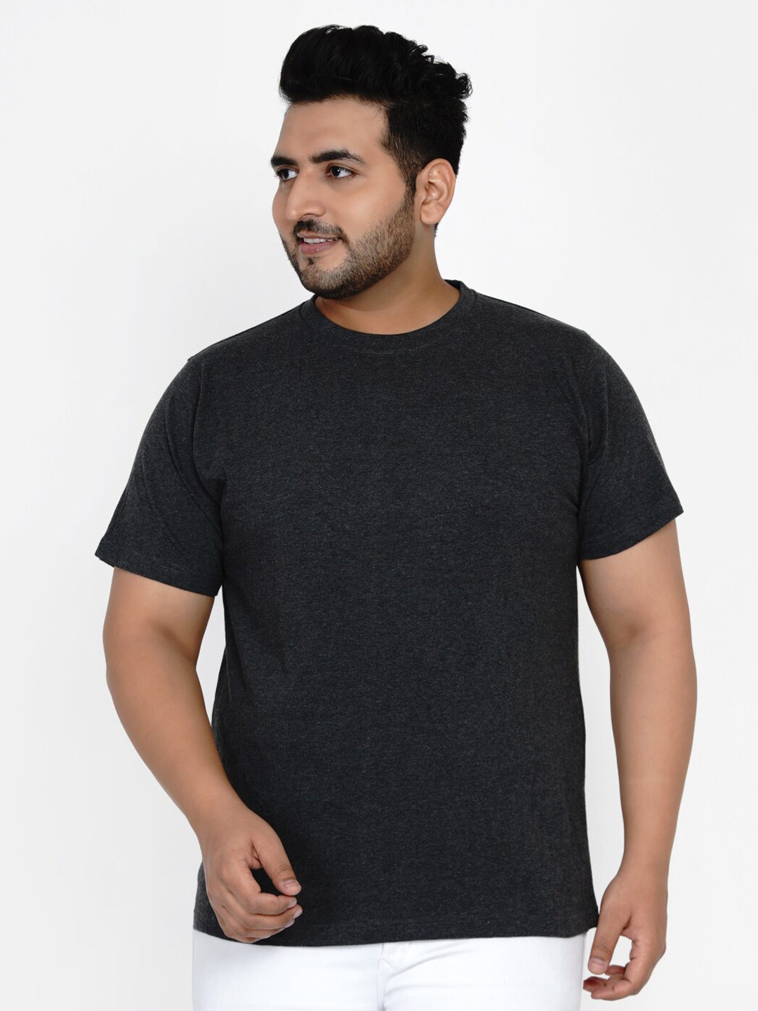 

Santonio Men Charcoal Grey Cotton T-shirt
