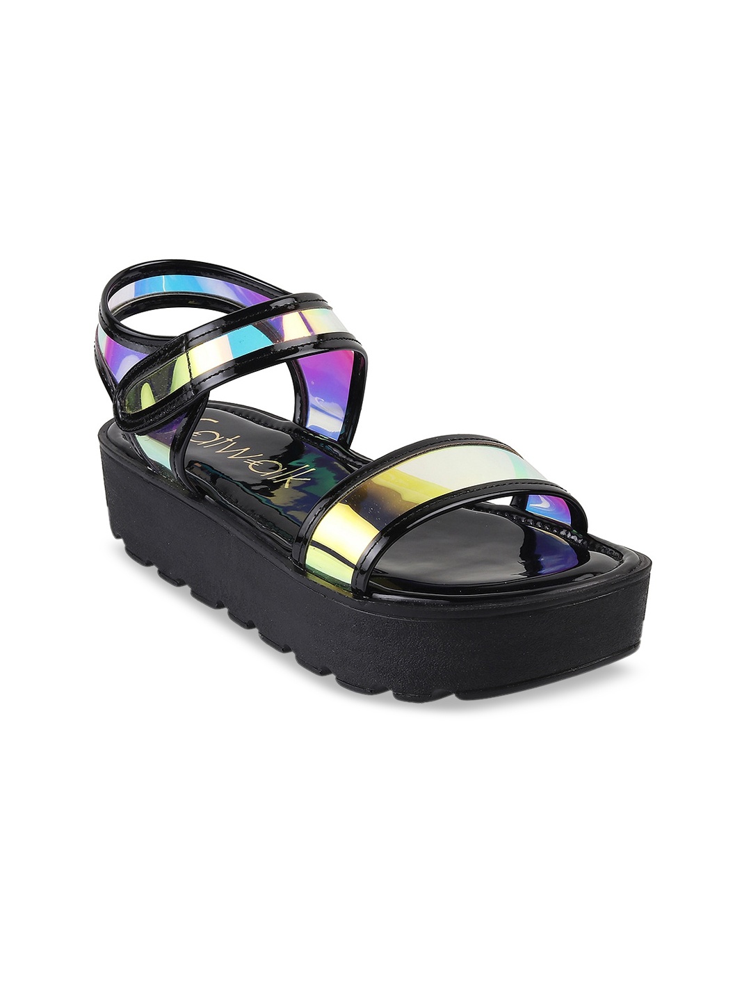 

Catwalk Women Black Colourblocked PU Flatform Sandals