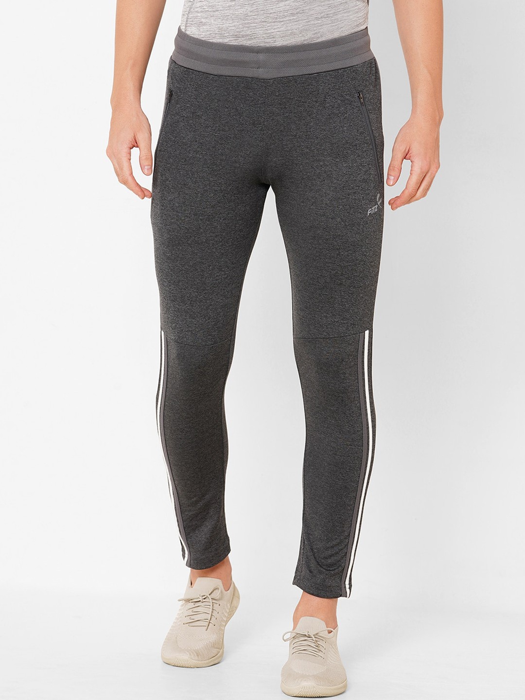 

FiTZ Men Grey Solid Track Pants