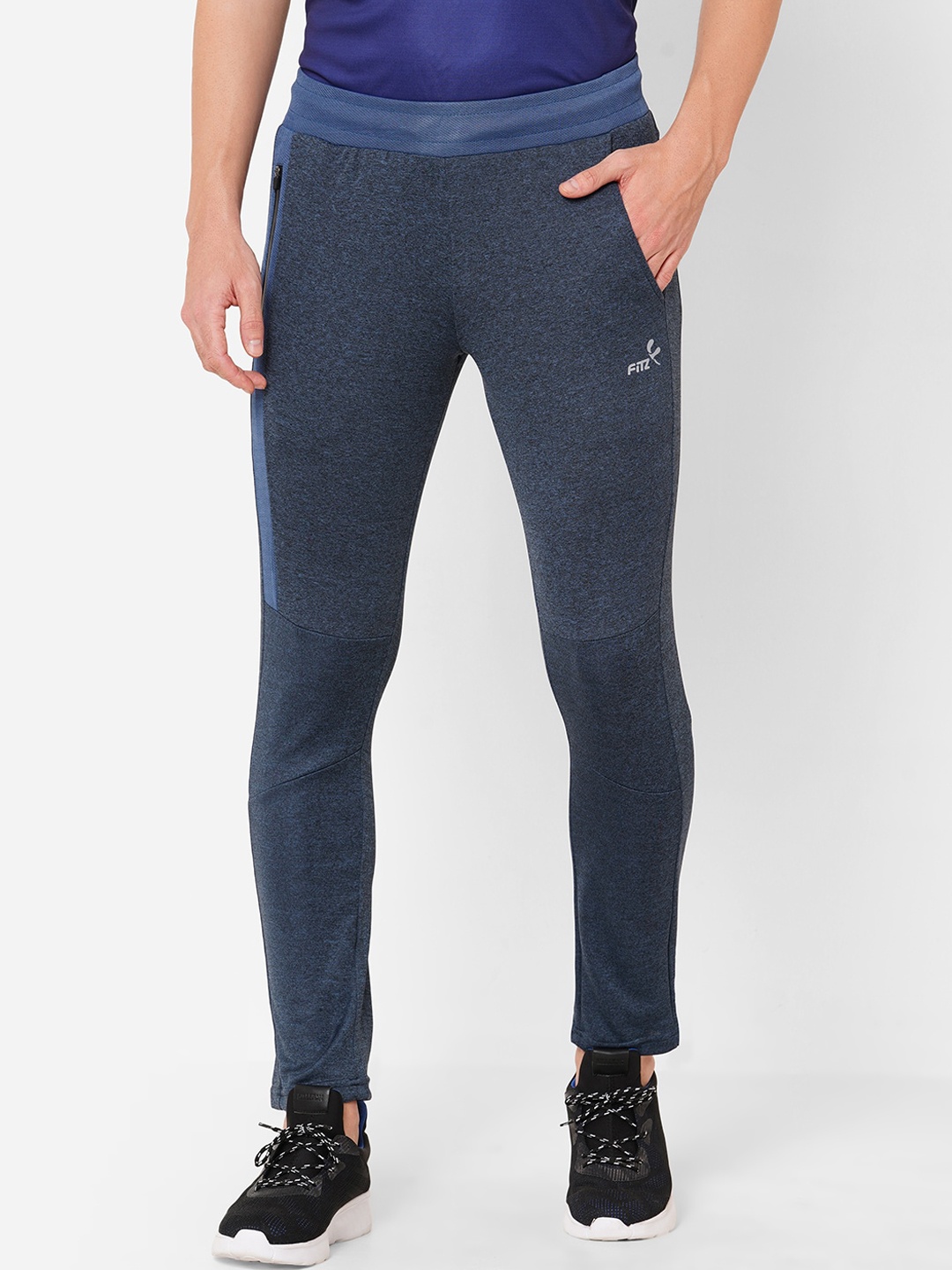 

FiTZ Men Blue Solid Track Pants