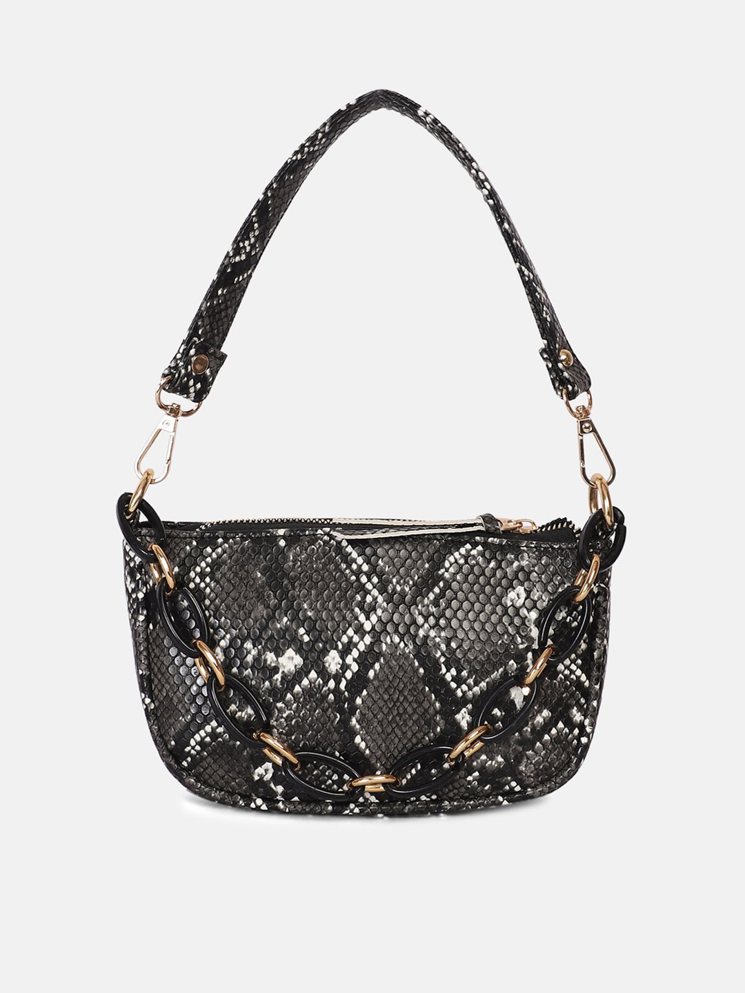 

Bagsy Malone Black Animal Textured PU Structured Shoulder Bag