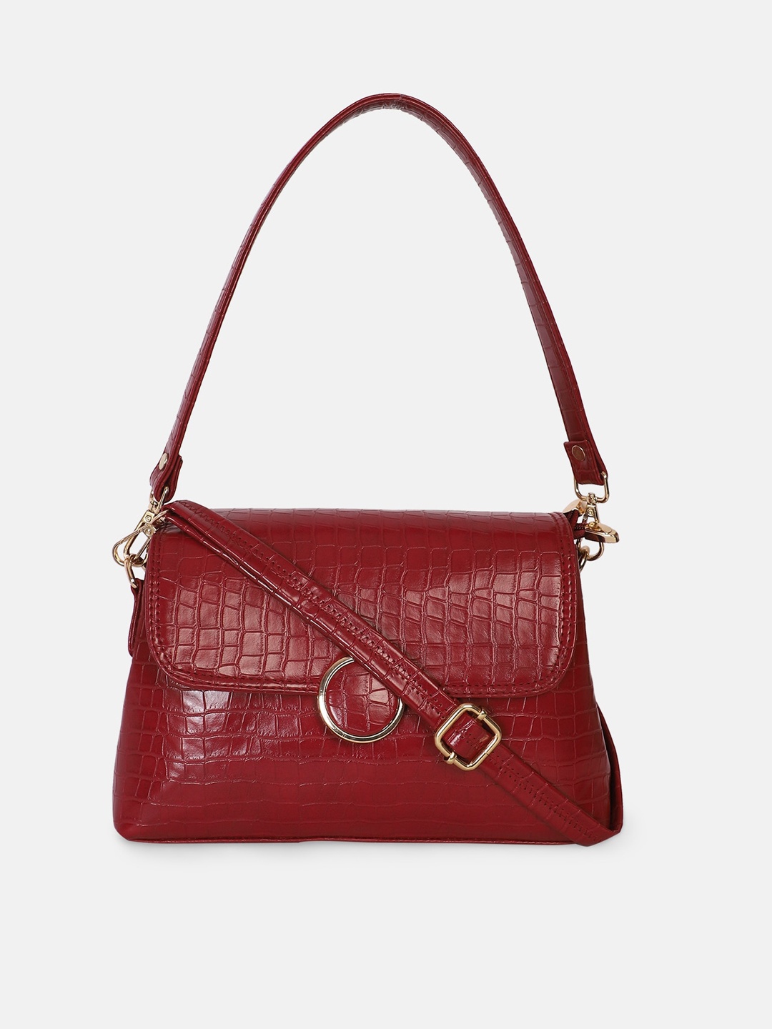 

Bagsy Malone Women Maroon Textured Structured Satchel Bag