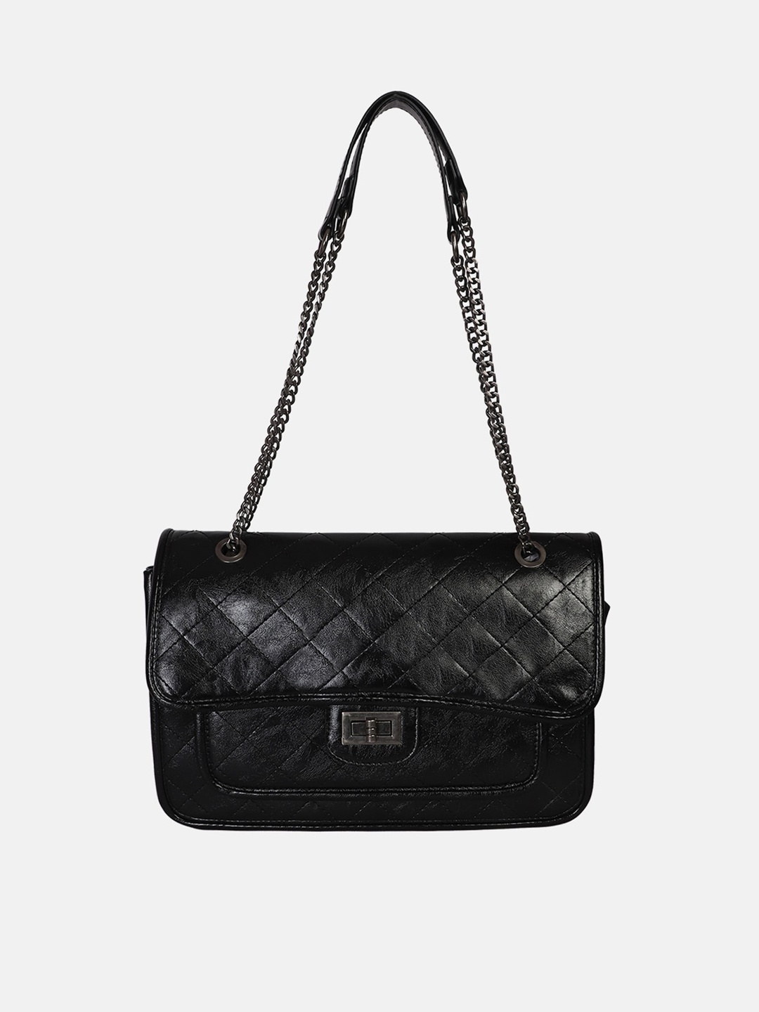 

Bagsy Malone Woman Black Textured Quilted Structured Shoulder Bag
