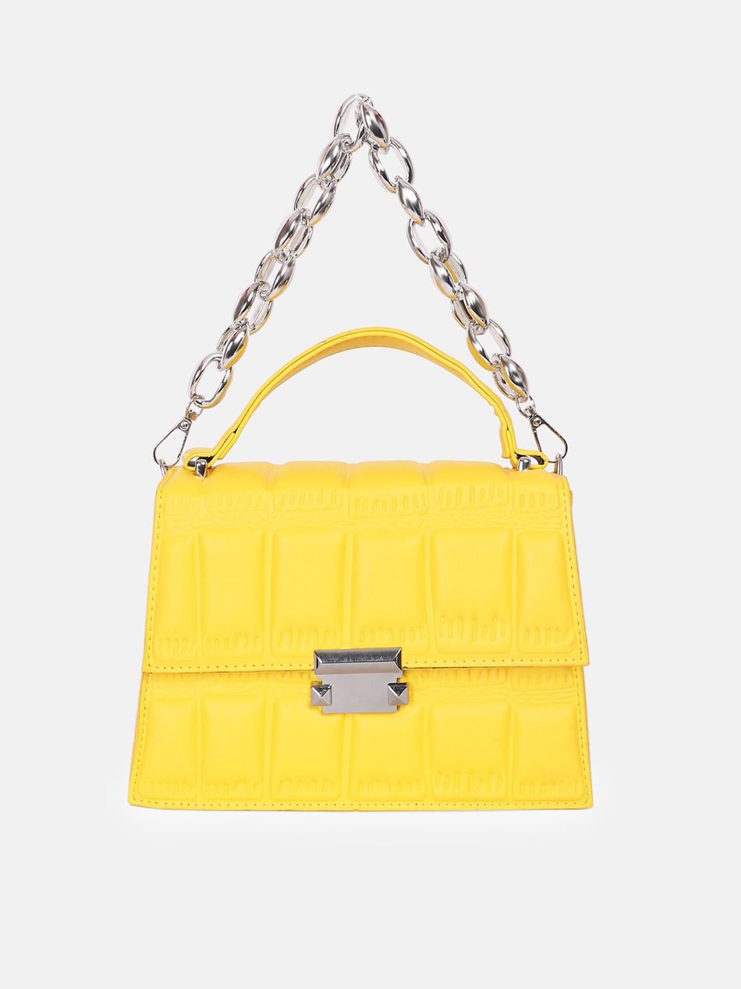

Bagsy Malone Yellow Textured PU Structured Satchel