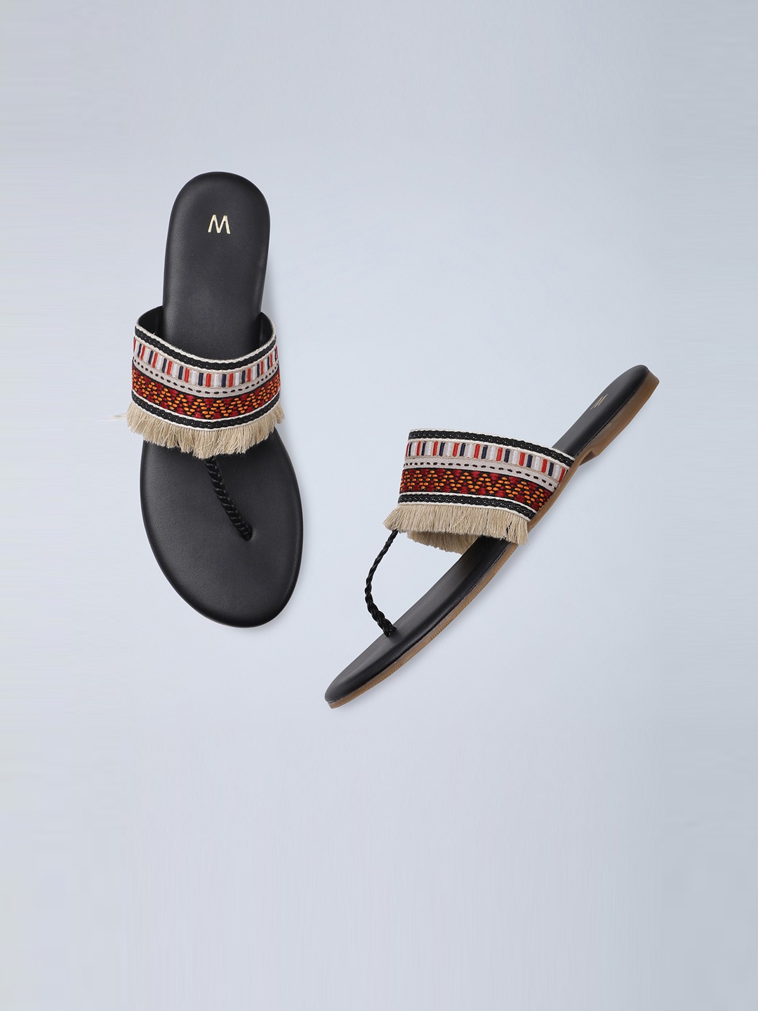 

W Women Beige Ethnic T-Strap Flats