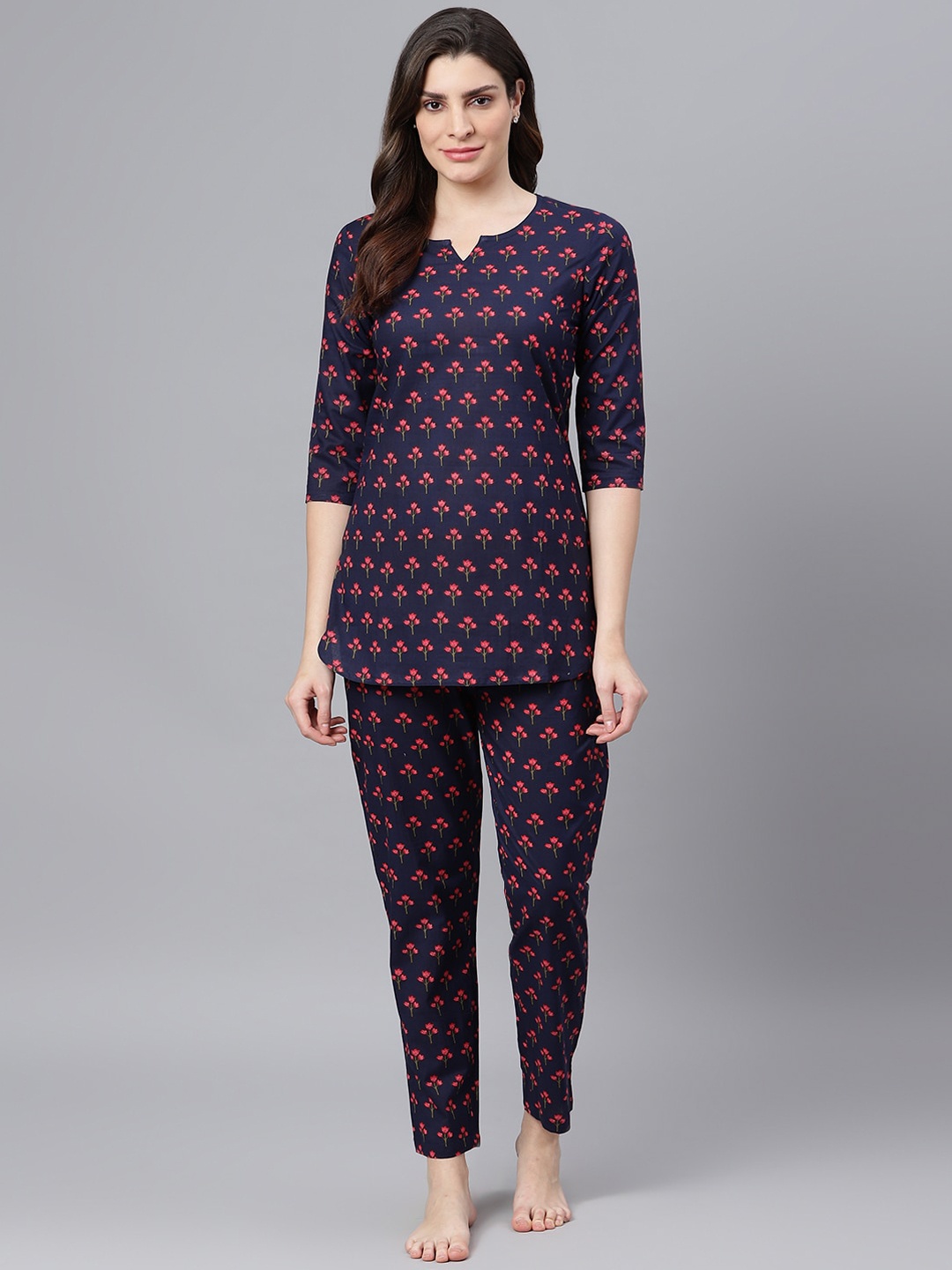 

Idalia Women Blue & Red Printed Night suit