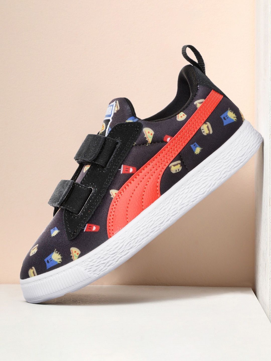 

Puma Kids Black Suede Light-Flex Foodis V Printed Sneakers