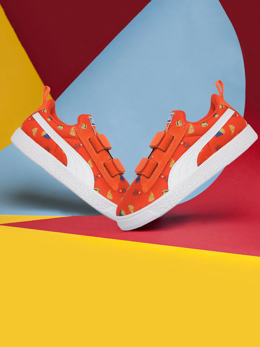 

Puma Kids Red Suede Light-Flex Foodis V Printed Sneakers