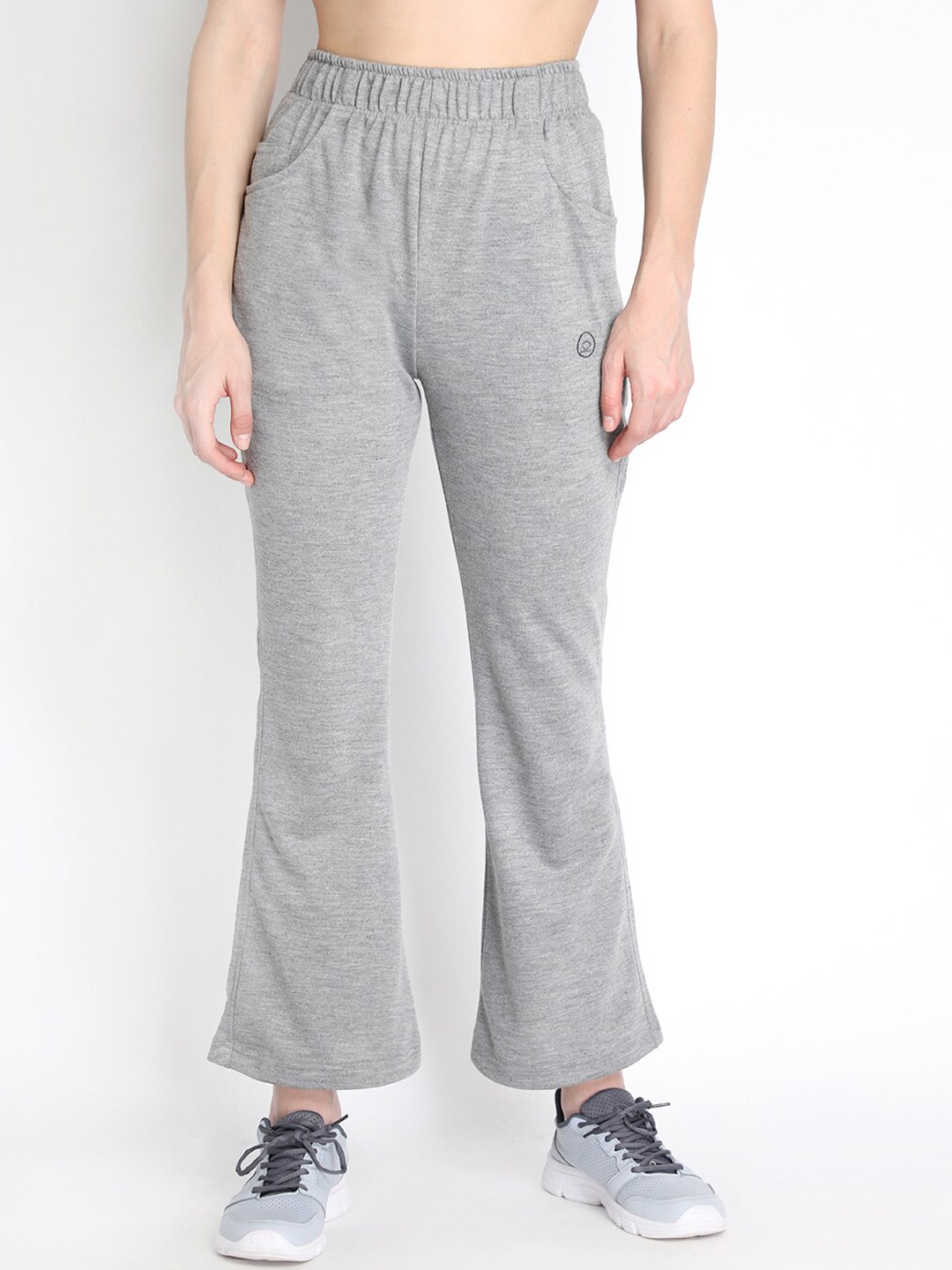 

CHKOKKO Women Grey Solid Bootcut Track Pants