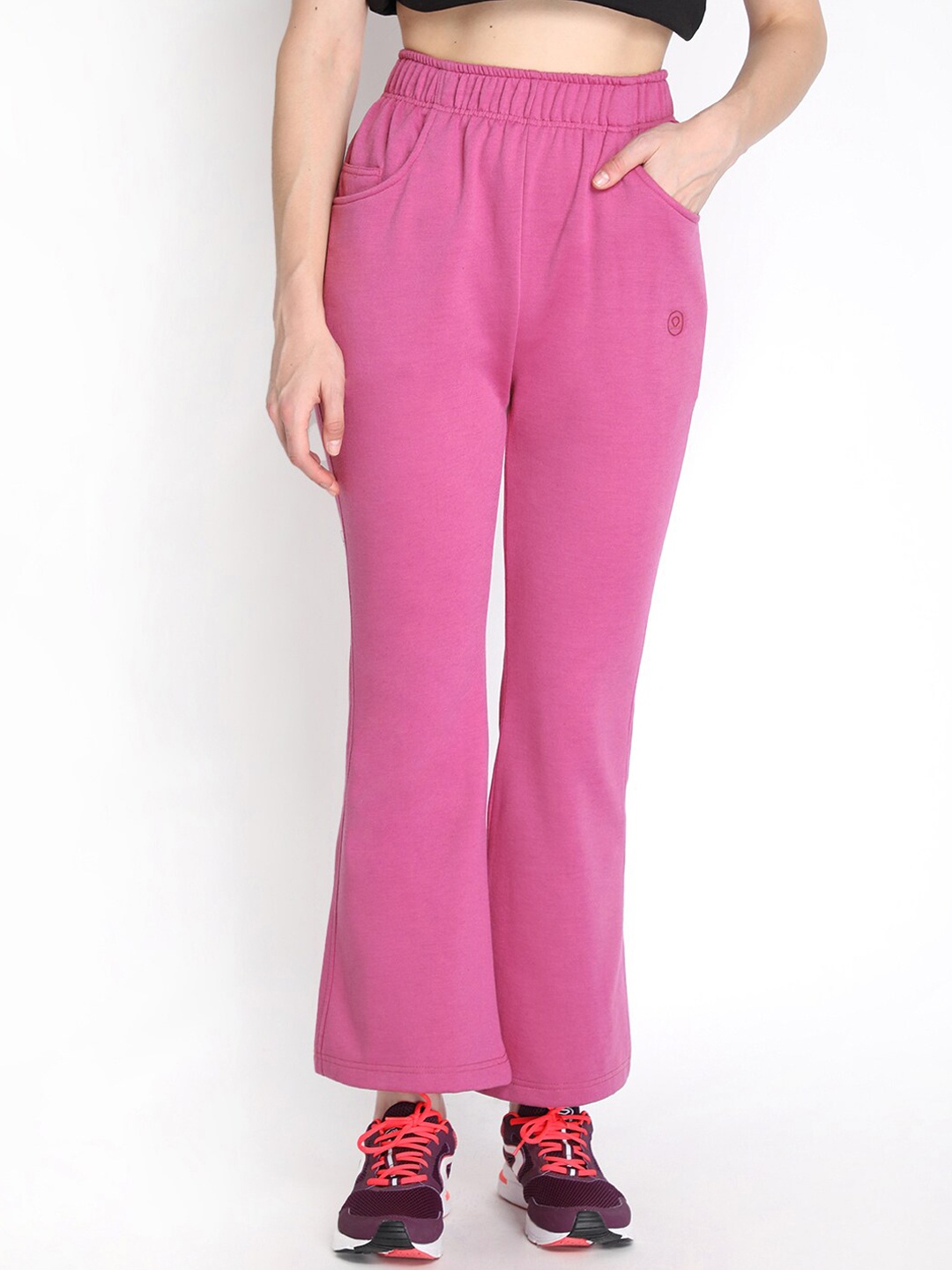 

CHKOKKO Women Purple Solid Bootcut Track Pants