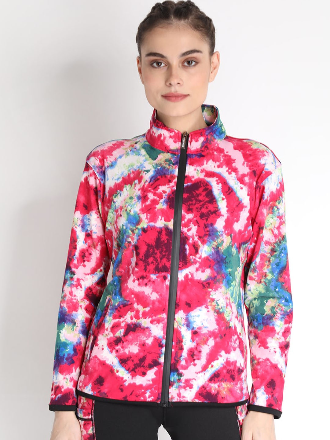 

CHKOKKO Women Pink Blue Lightweight Sporty Jacket