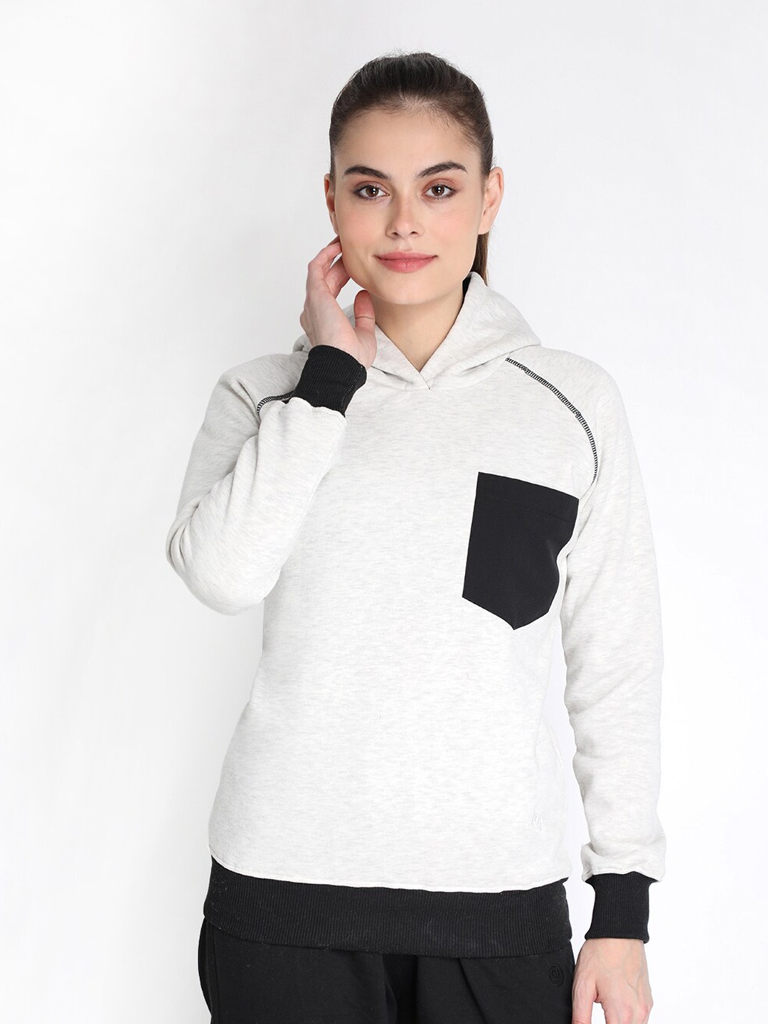 

CHKOKKO Woman Off White Hooded Sweatshirt