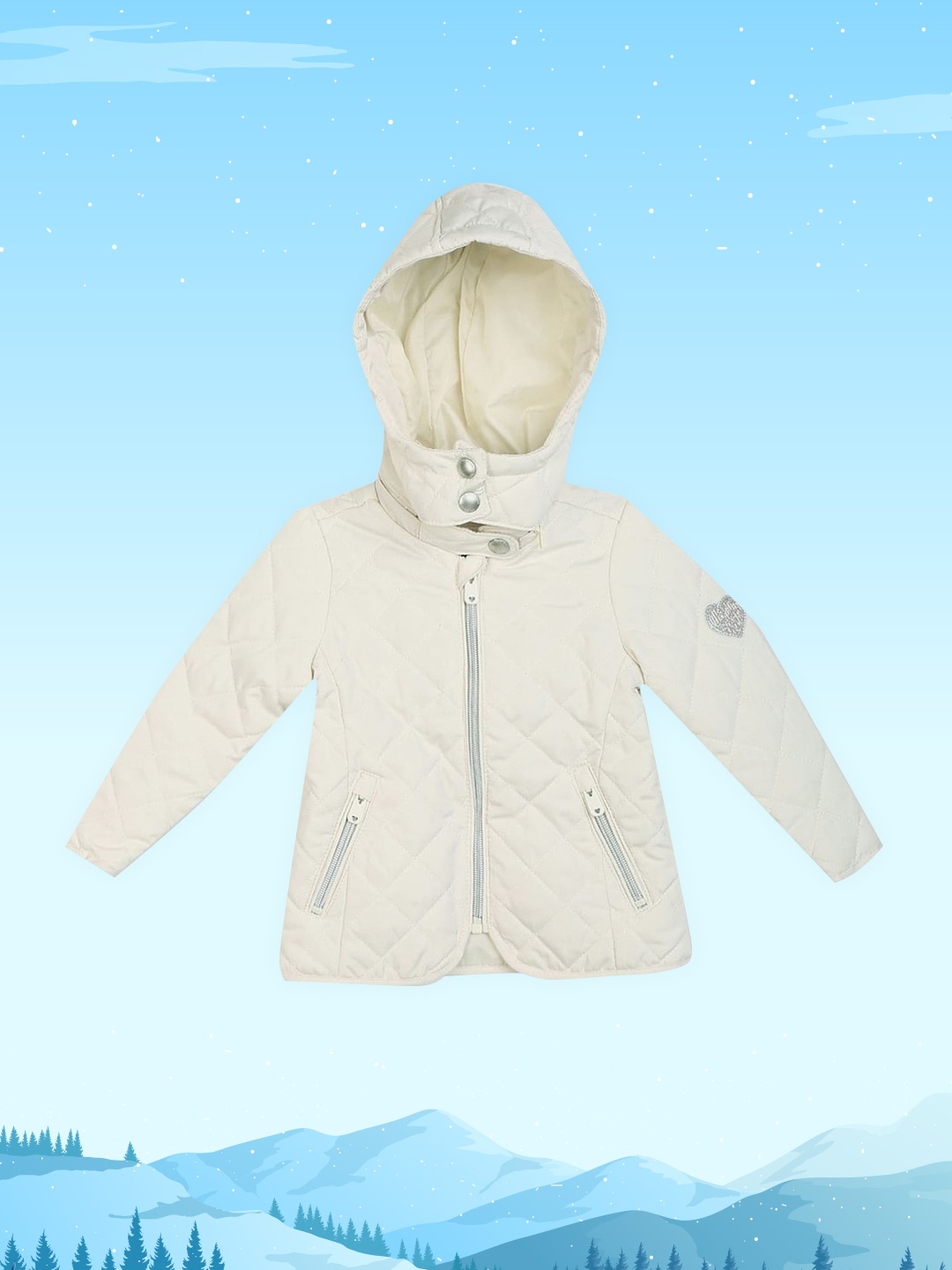 

U.S. Polo Assn. Kids Girls White Quilted Hooded Jacket