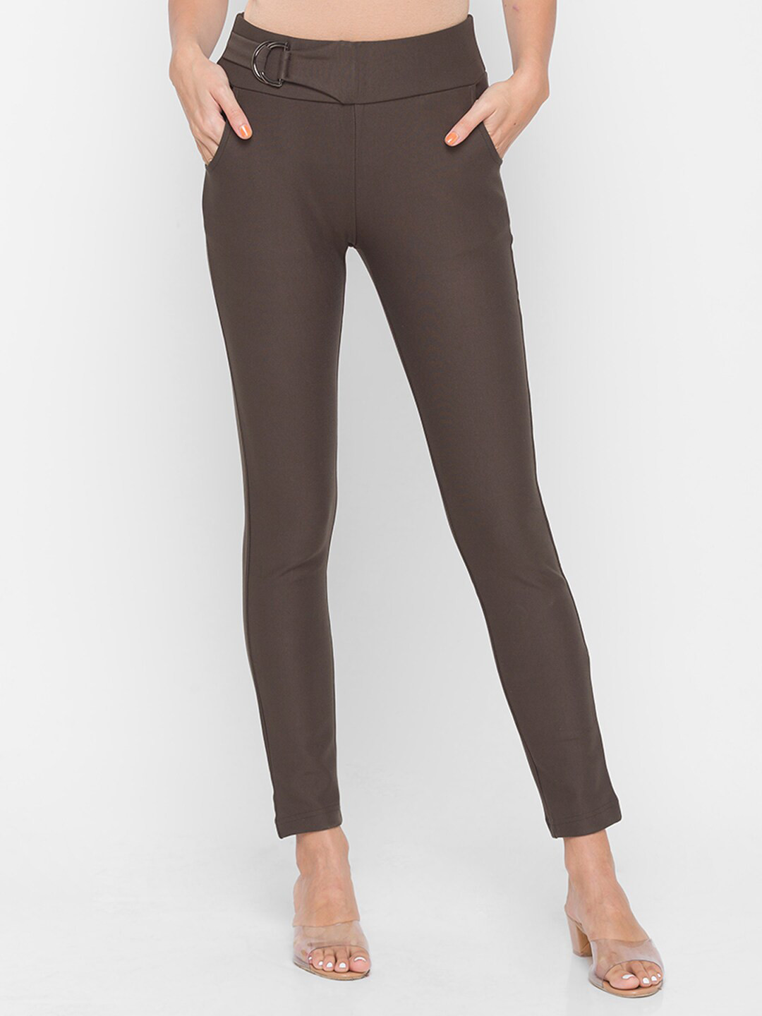 

Globus Women Olive Green Solid Jeggings