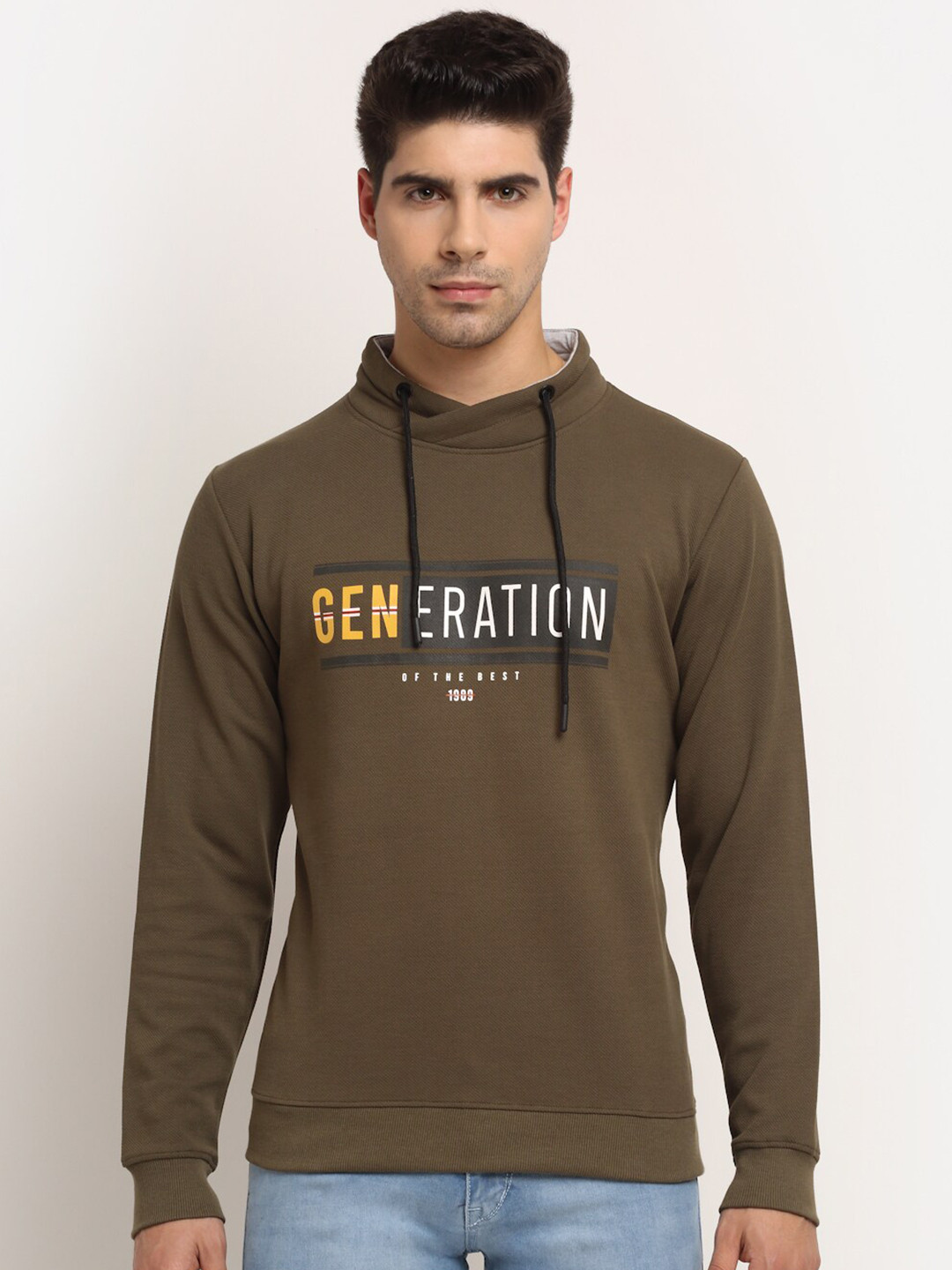 

Cantabil Men Olive Green Printed Sweatshirt