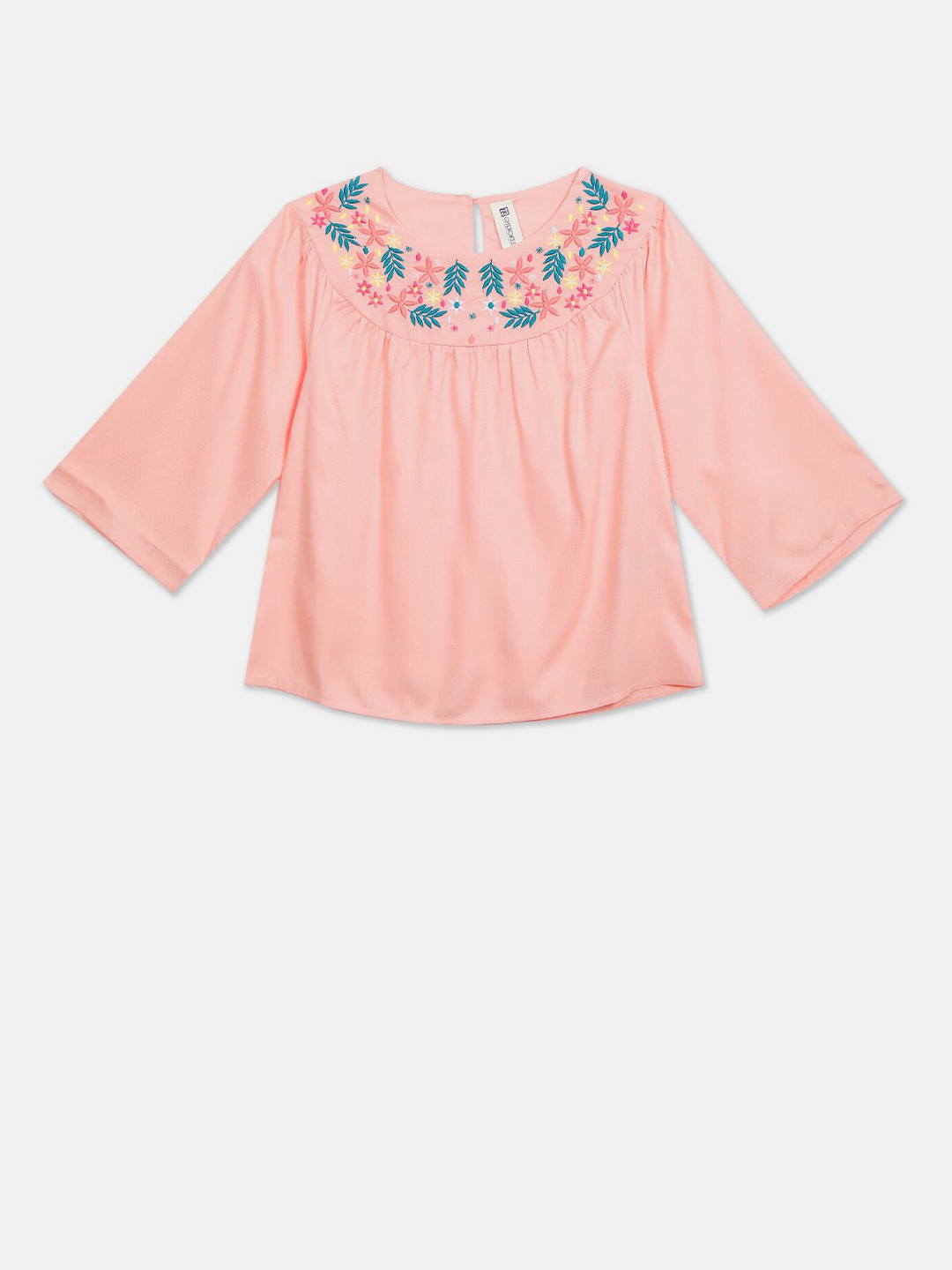 

Cherokee Pink Floral Embroidered Top