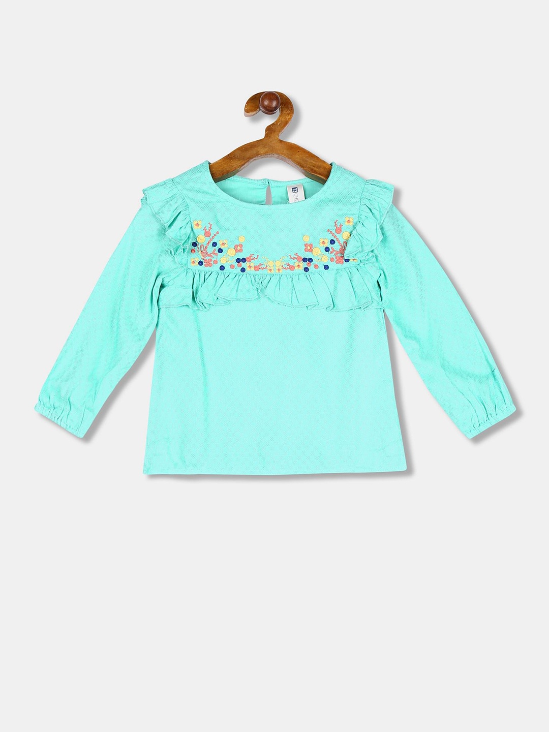 

Cherokee Girls Green Embroidered Regular Top