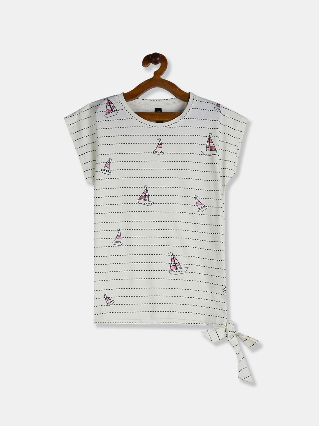 

Cherokee Off White & Pink Striped Extended Sleeves Top