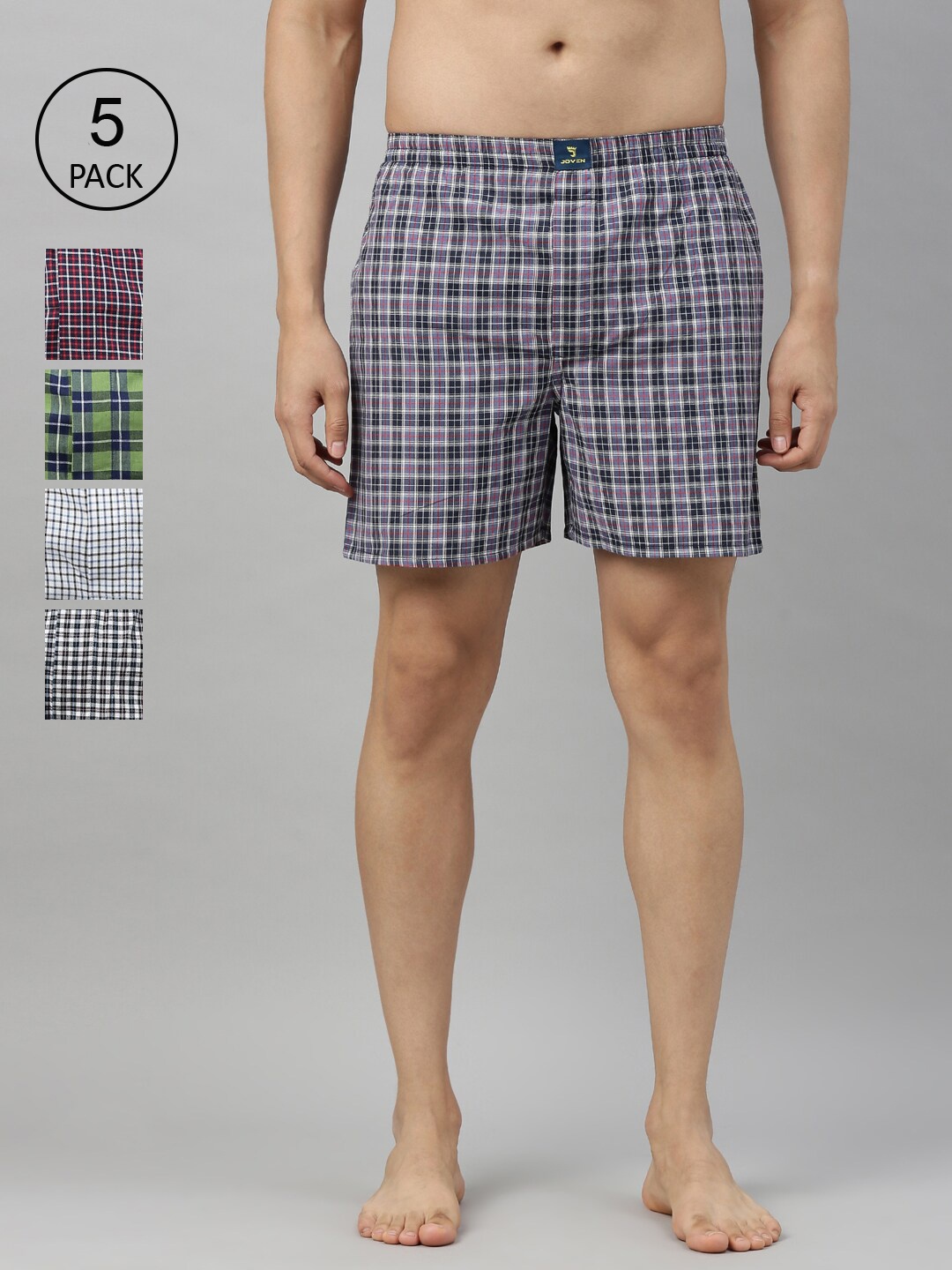 

Joven Men Pack Of 5 Pure Cotton Boxers JB5CV02, Assorted