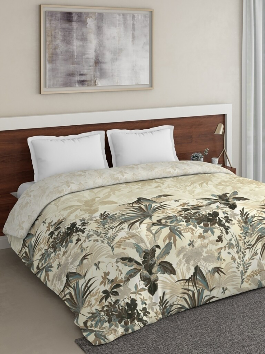 

DDecor Beige & Green Floral Mild Winter 210 GSM Double Bed Comforter