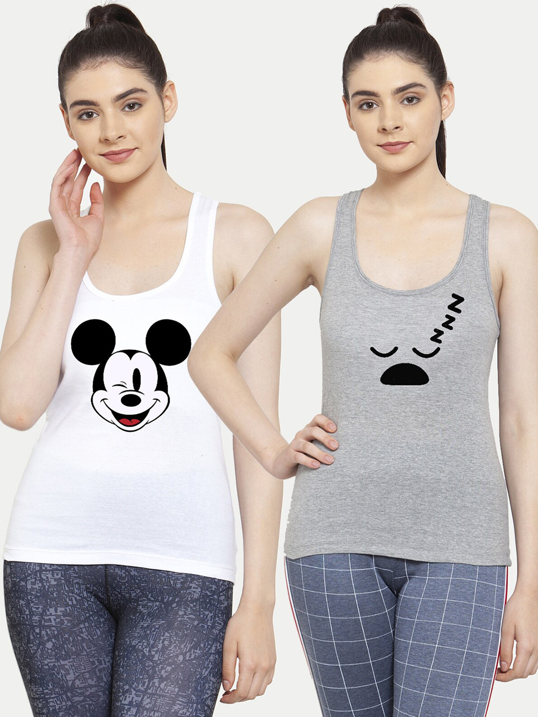 

Friskers Pack Of 2 White & Grey Tank Top