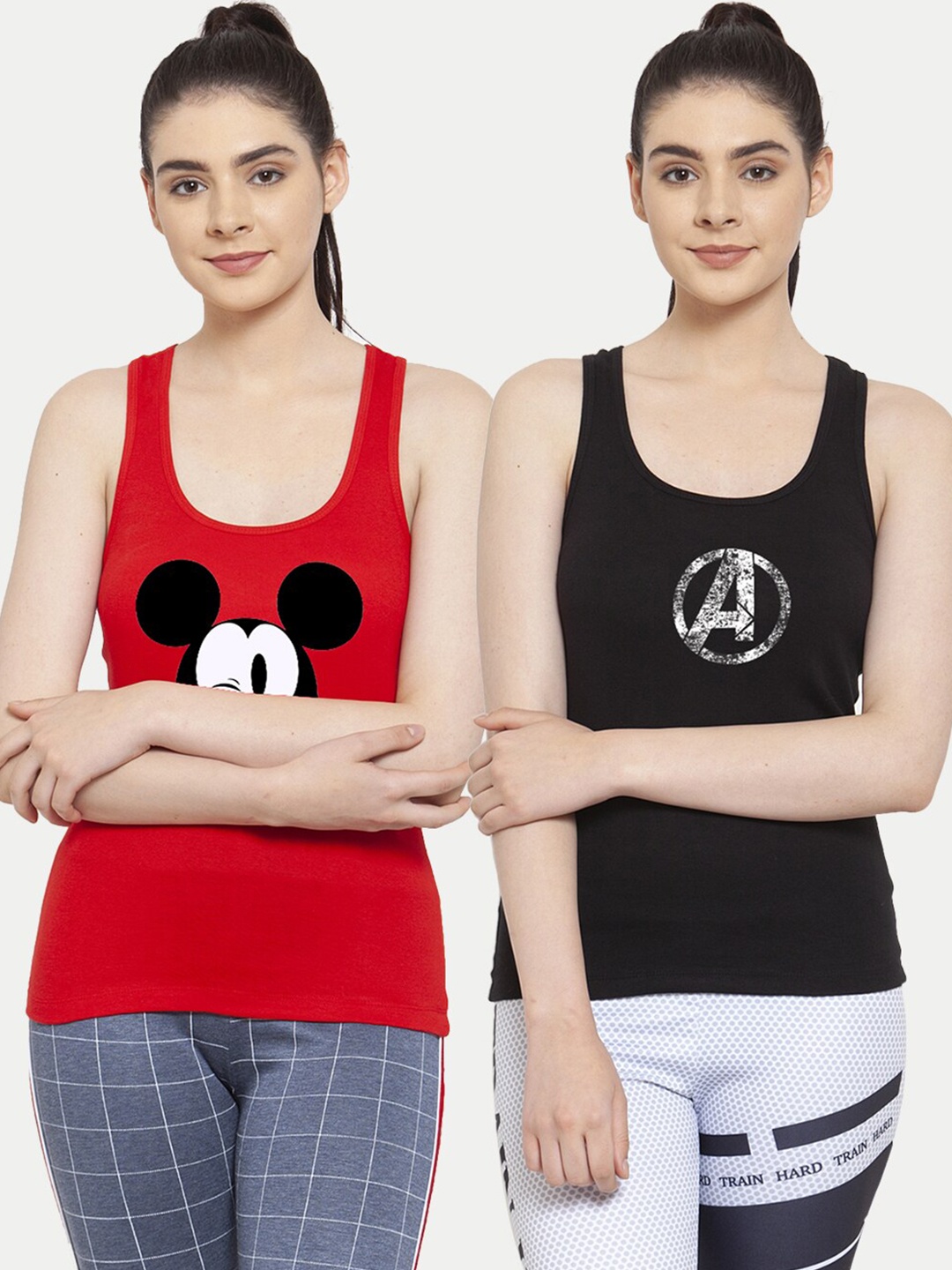 

Friskers Woman Pack of 2 Red & Black Tank Top