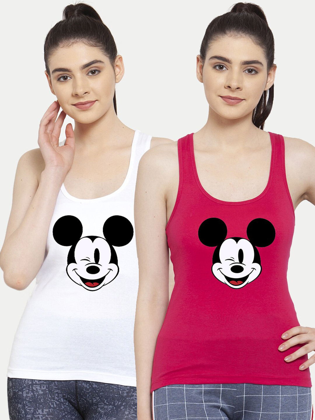 

Friskers Women Pack of 2 Printed Tank Top, White