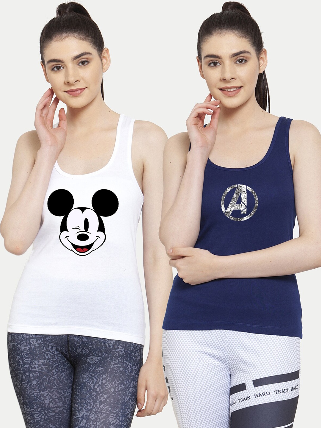 

Friskers Pack Of 2 White & Navy Blue Mickey Mouse Avenger Tank Top