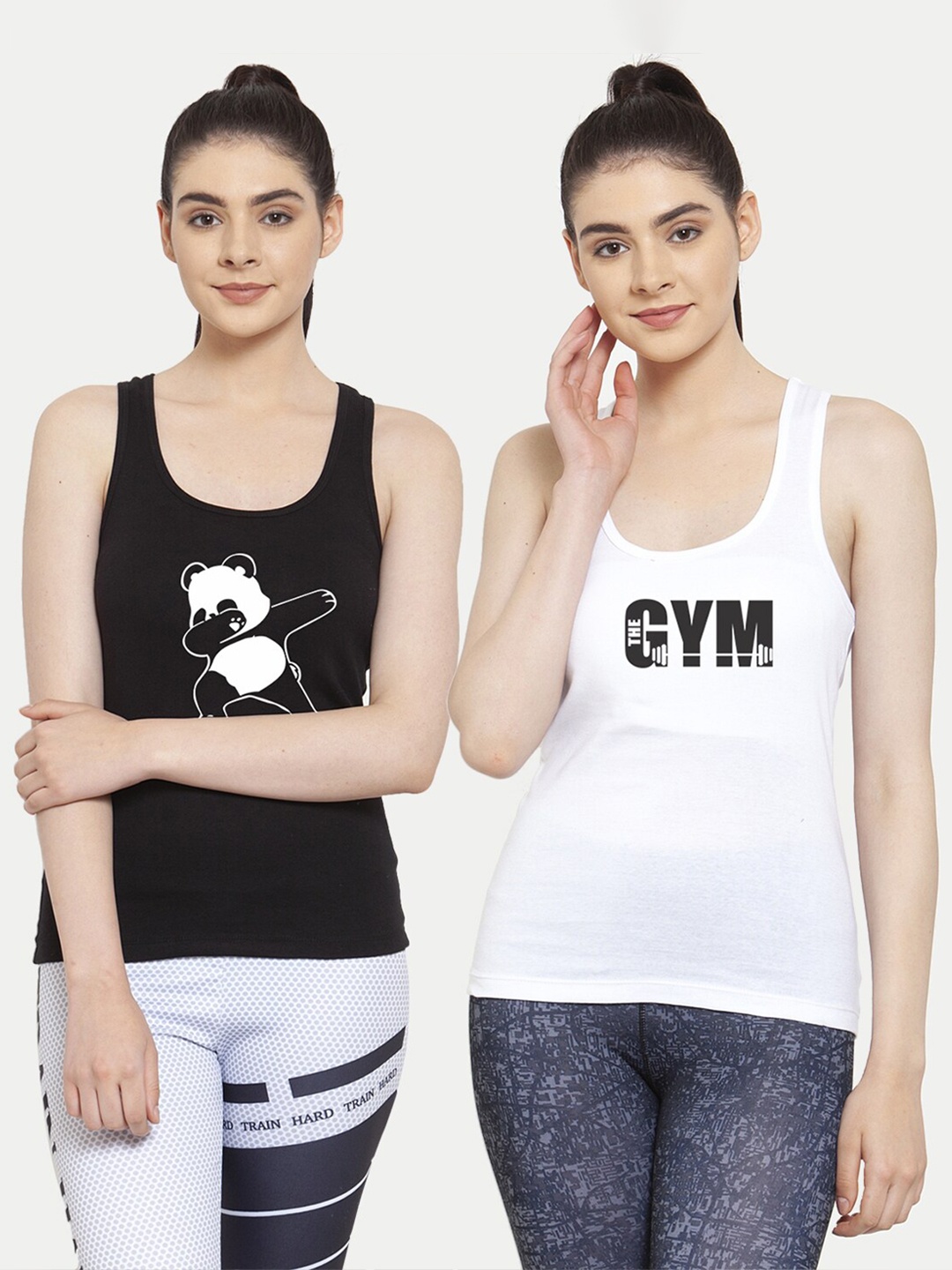 

Friskers Pack Of 2 White & Black Tank Top