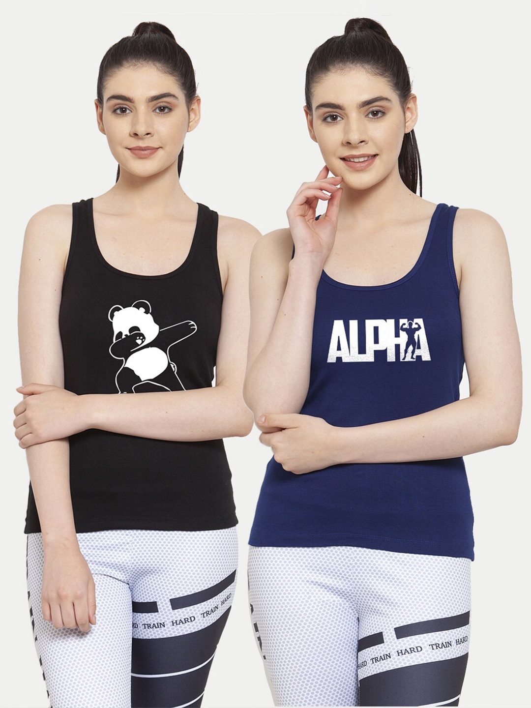 

Friskers Pack Of 2 Black & Navy Blue Tank Top