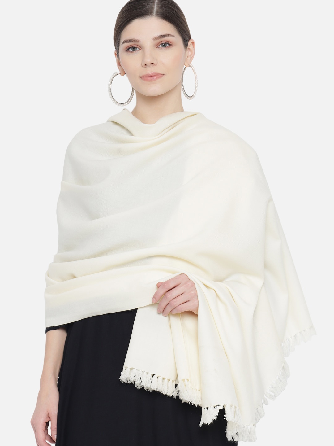 

Vastraa Fusion Women Off-White Woolen Woven Shawl