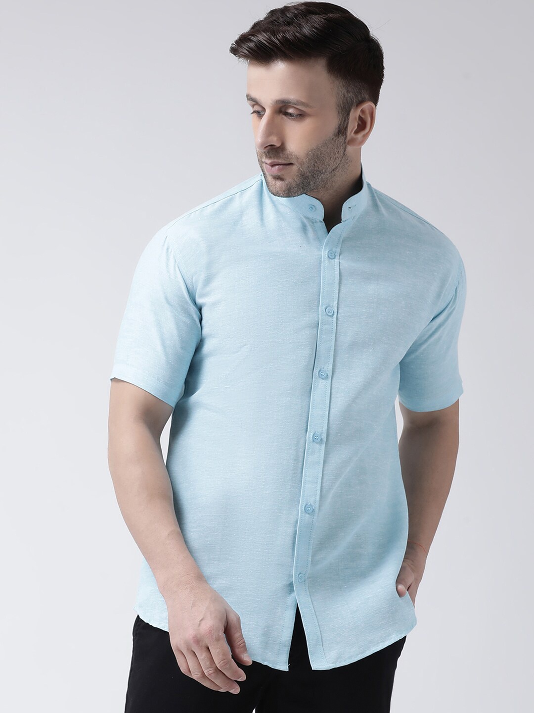 

KHADIO Men Blue Cotton Opaque Casual Shirt