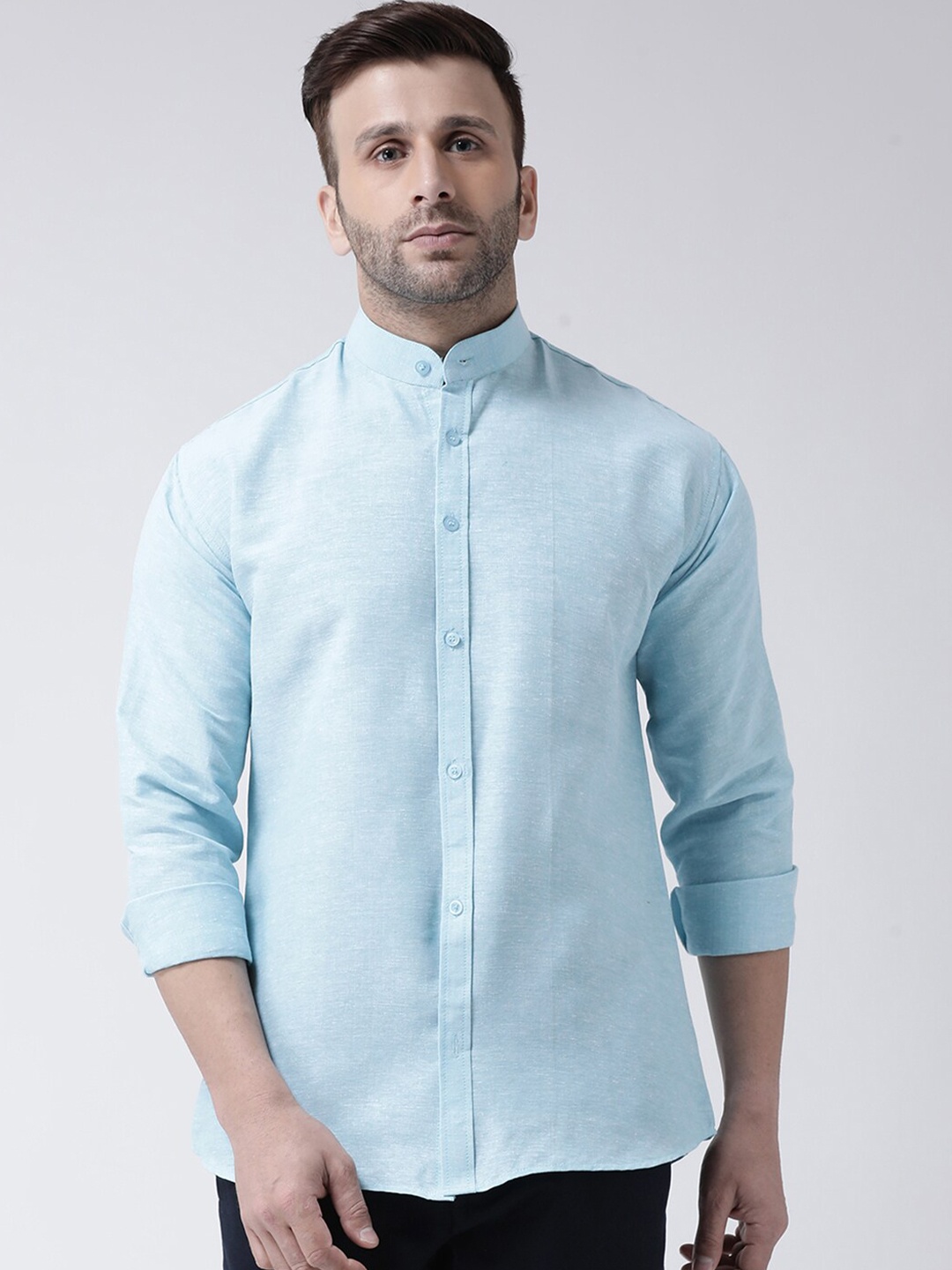 

KHADIO Men Blue Solid Regular Fit Cotton Casual Shirt