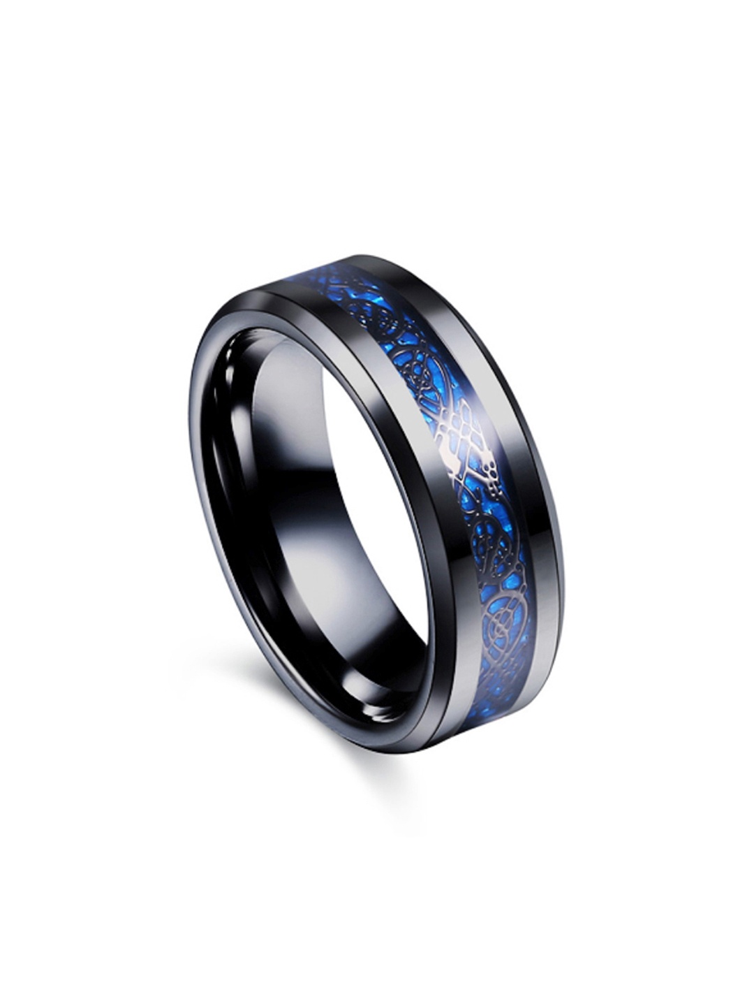 

Yellow Chimes Men Black Stainless Steel Dragon Finger Ring