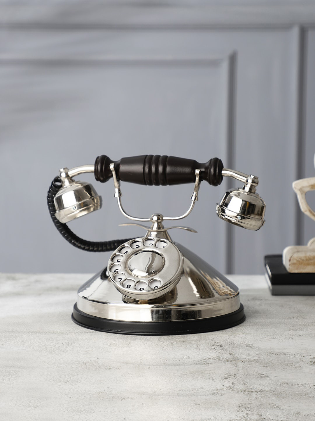 

EXIM DECOR Silver-Toned Dummy Telephone Showpiece