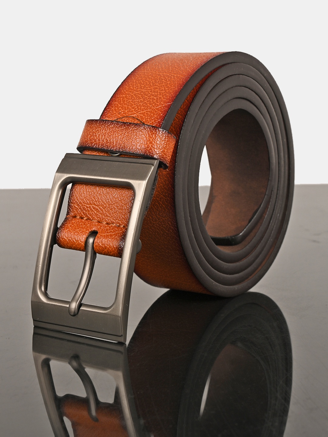 

BuckleUp Men Tan Solid Leather Belt