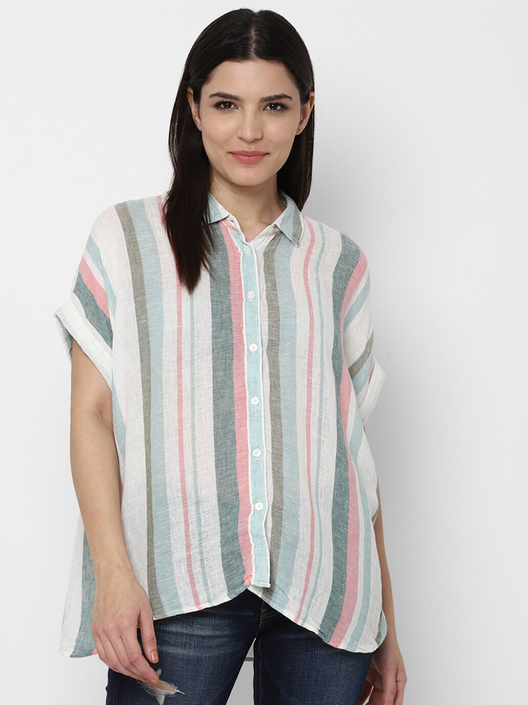 

AMERICAN EAGLE OUTFITTERS Women Multicoloured Striped Casual Shirt, Multi