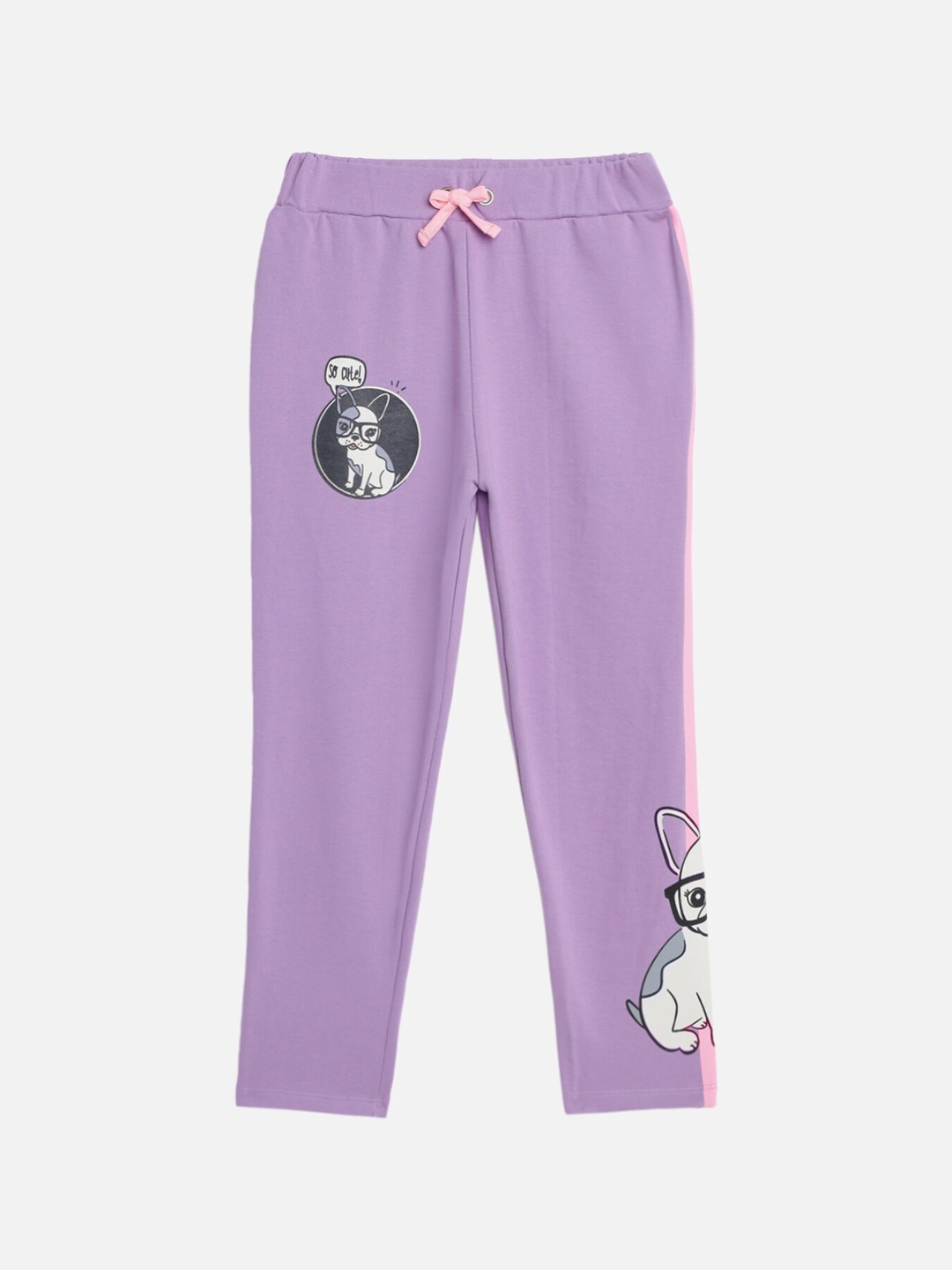 

Lazy Shark Girls Purple & Grey Printed Cotton Track Pants