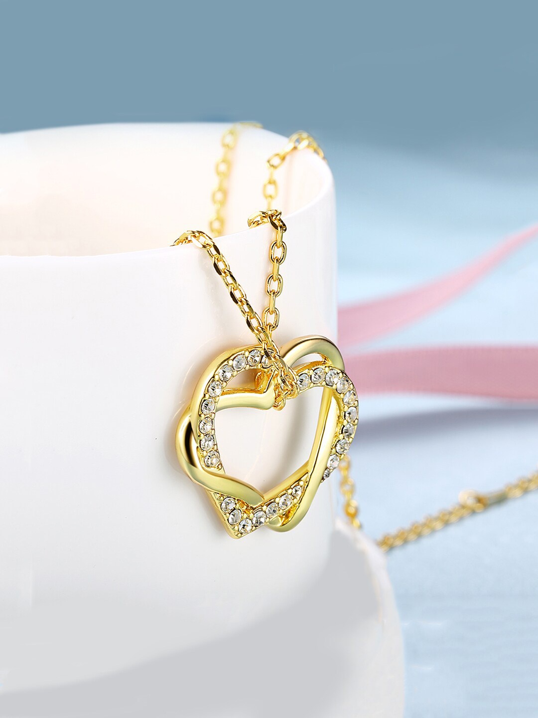 

Yellow Chimes Gold Plated Austrian Crystal Heart Pendant