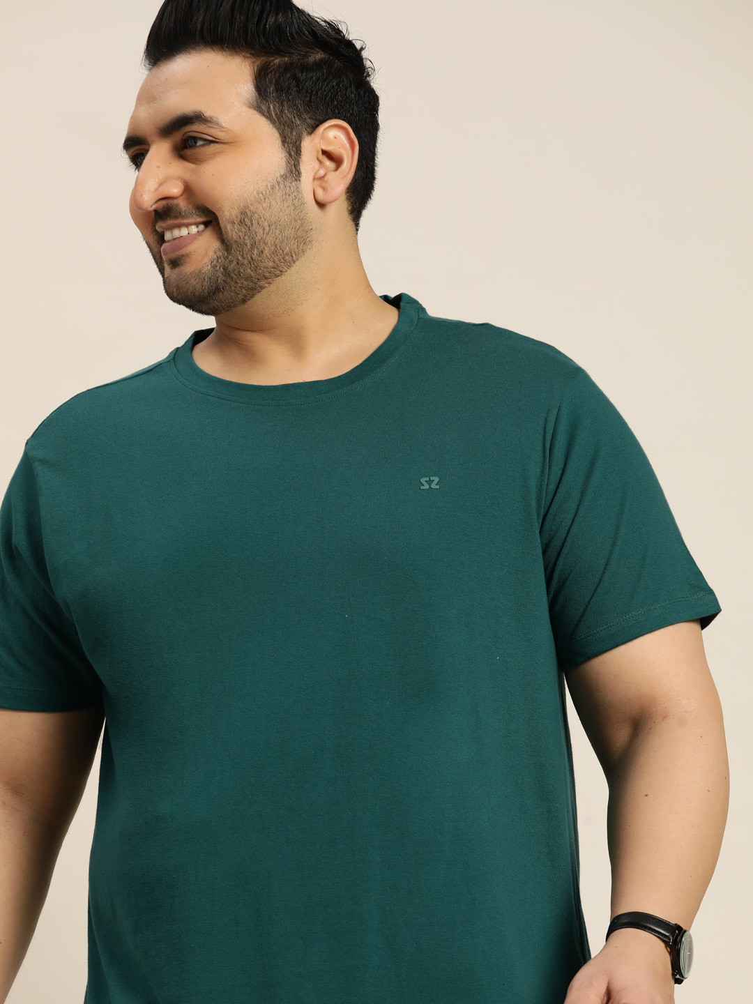 

Sztori Men Plus Size Pure Cotton T-shirt, Teal