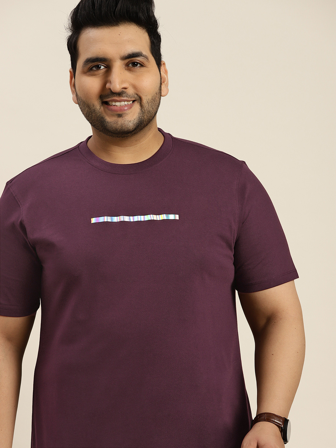 

Sztori Men Plus Size Purple Solid T-shirt
